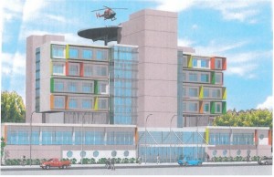 Imagem ilustrativa do novo prédio anexo do HRLB, segundo o projeto dos técnicos da Secretaria de Estado da Saúde (SES).
